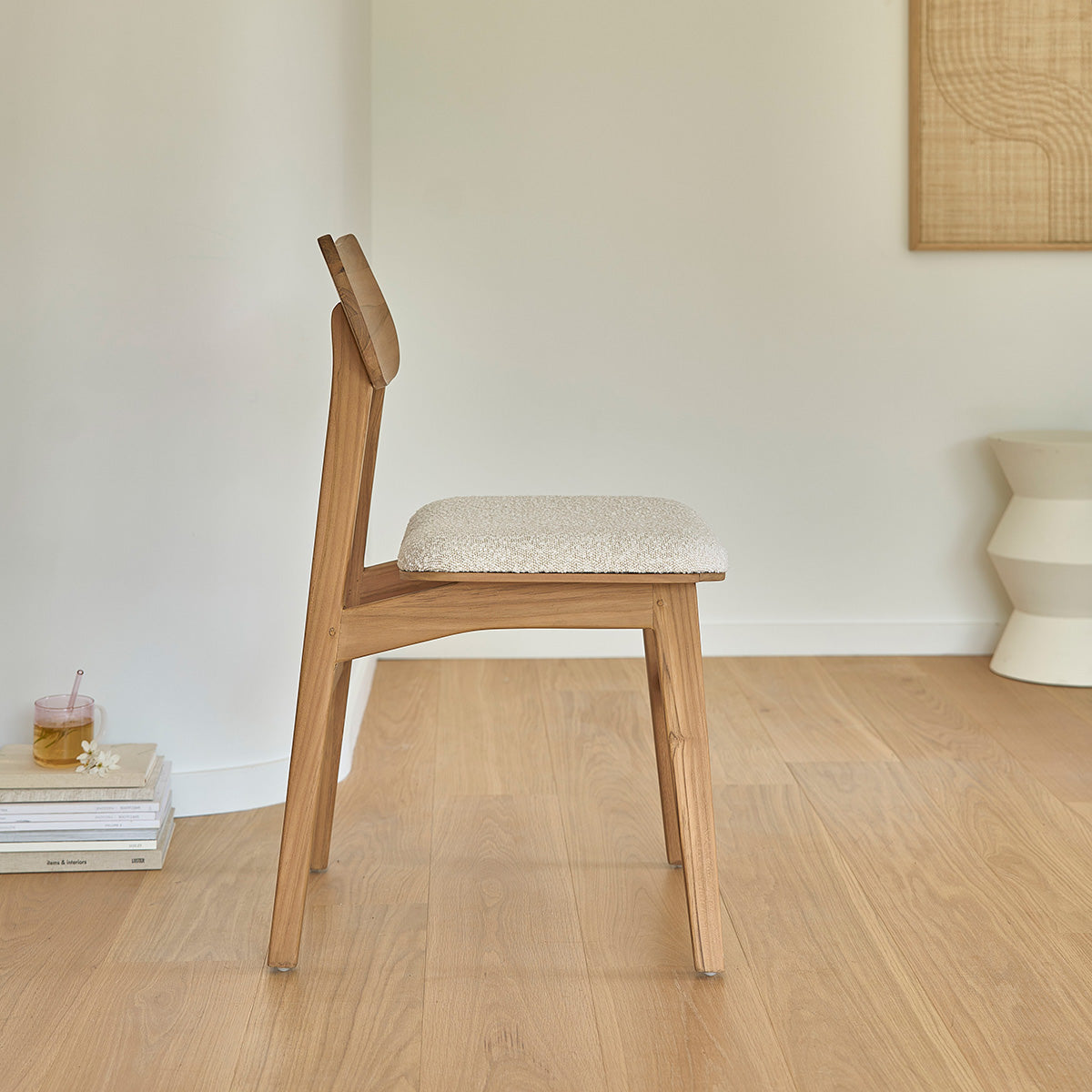 Berah Getah Adele lot 2 chaises teck massif bouclette