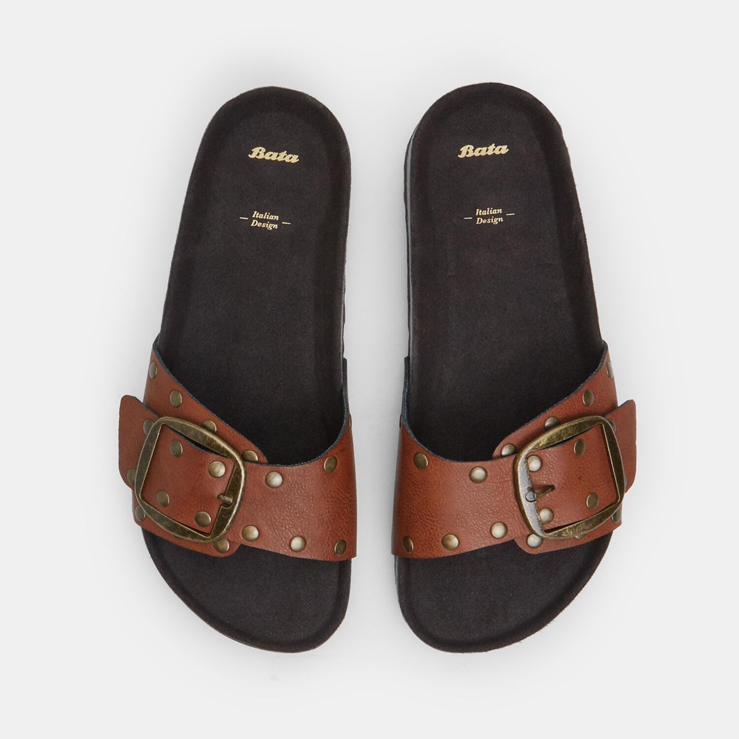 Bata Sandales mules femme clous plates