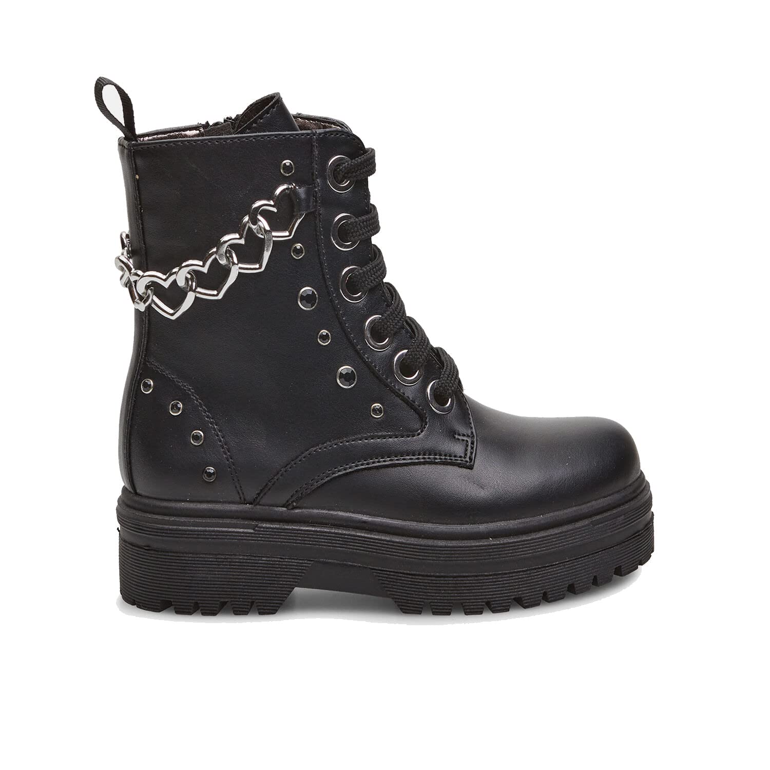 Bata Bottines combat fille effet cuir chaîne
