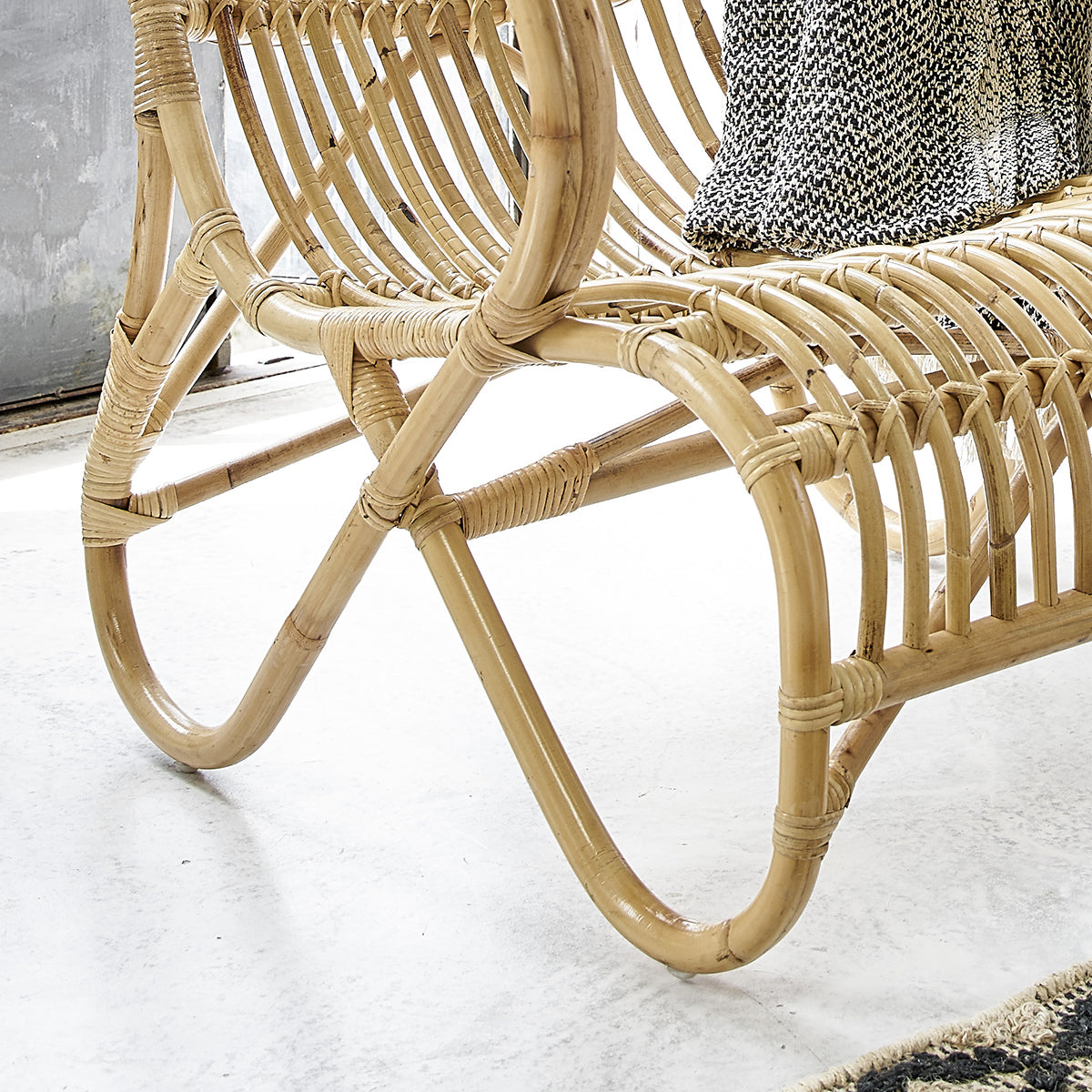 Berah Getah Boho fauteuil rotin naturel coussin vintage