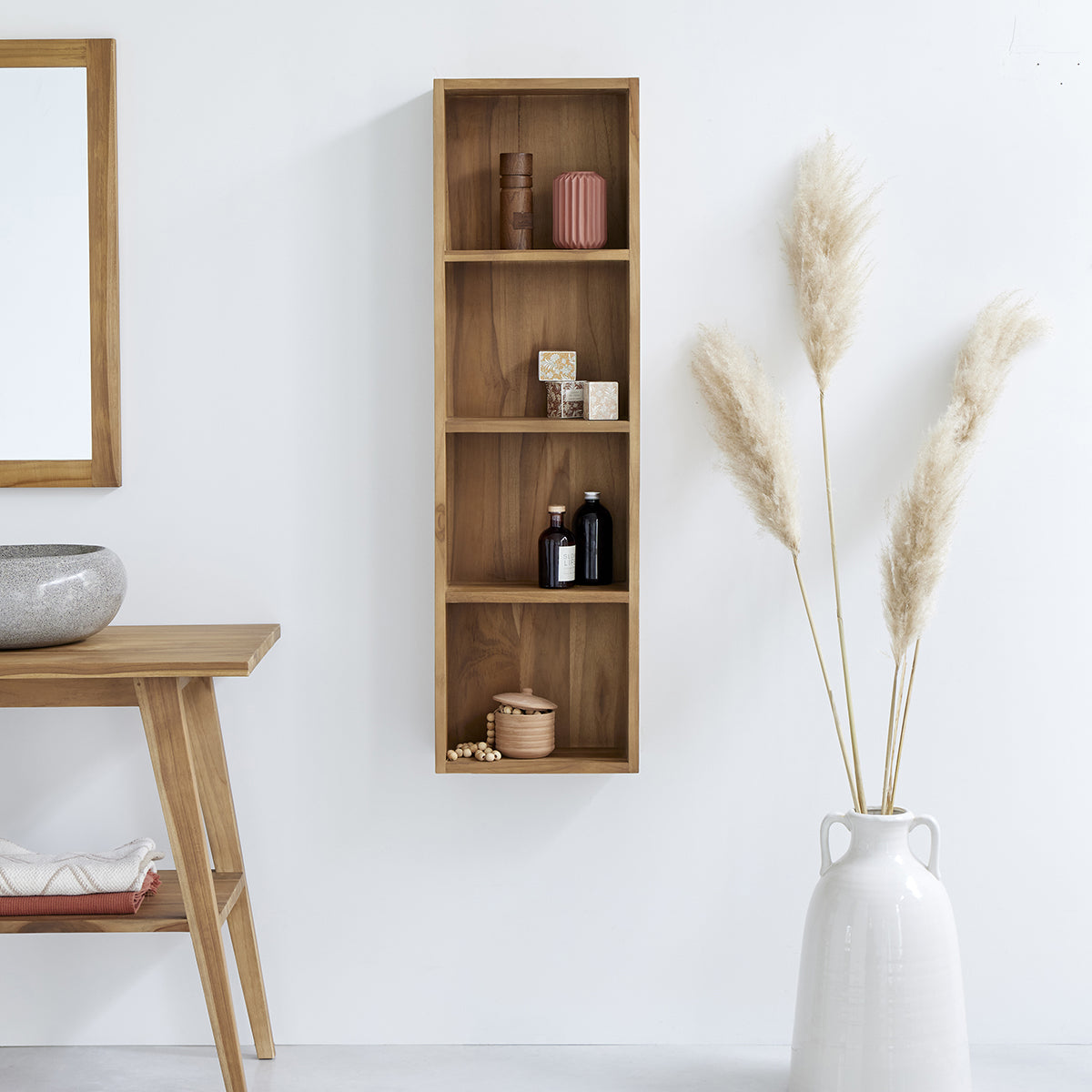 Berah Getah colonne salle de bain teck suspendue 120 cm