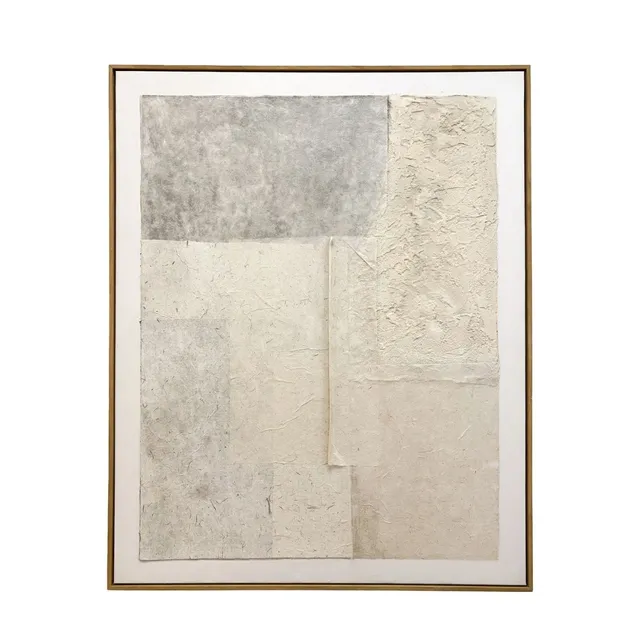 Andrea House Ubud tableau abstrait blanc beige 80x100 cm
