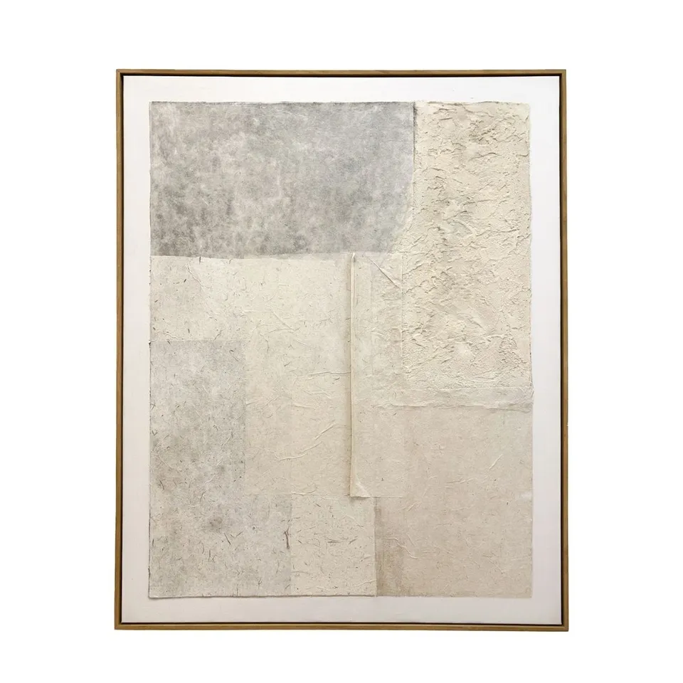 Andrea House Ubud tableau abstrait blanc beige 80x100 cm