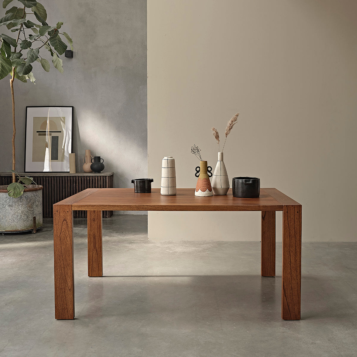Berah Getah Milo table à manger mindi noyer 160 cm 6 pers