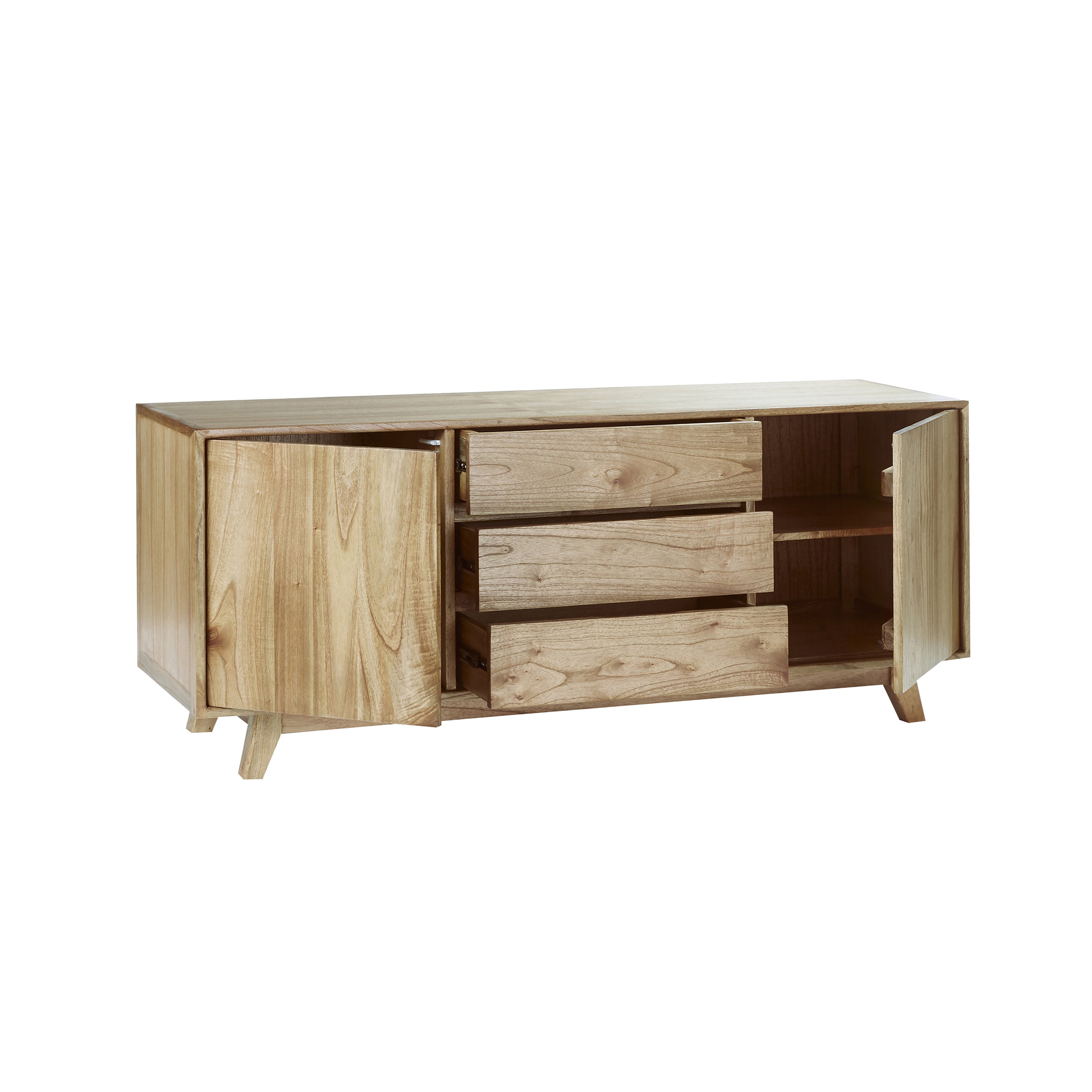 Berah Getah Fifties commode bois 160 cm naturelle