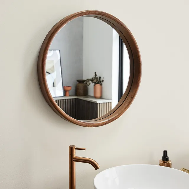 Berah Getah Trinidad miroir rond mindi noyer Ø50 cm