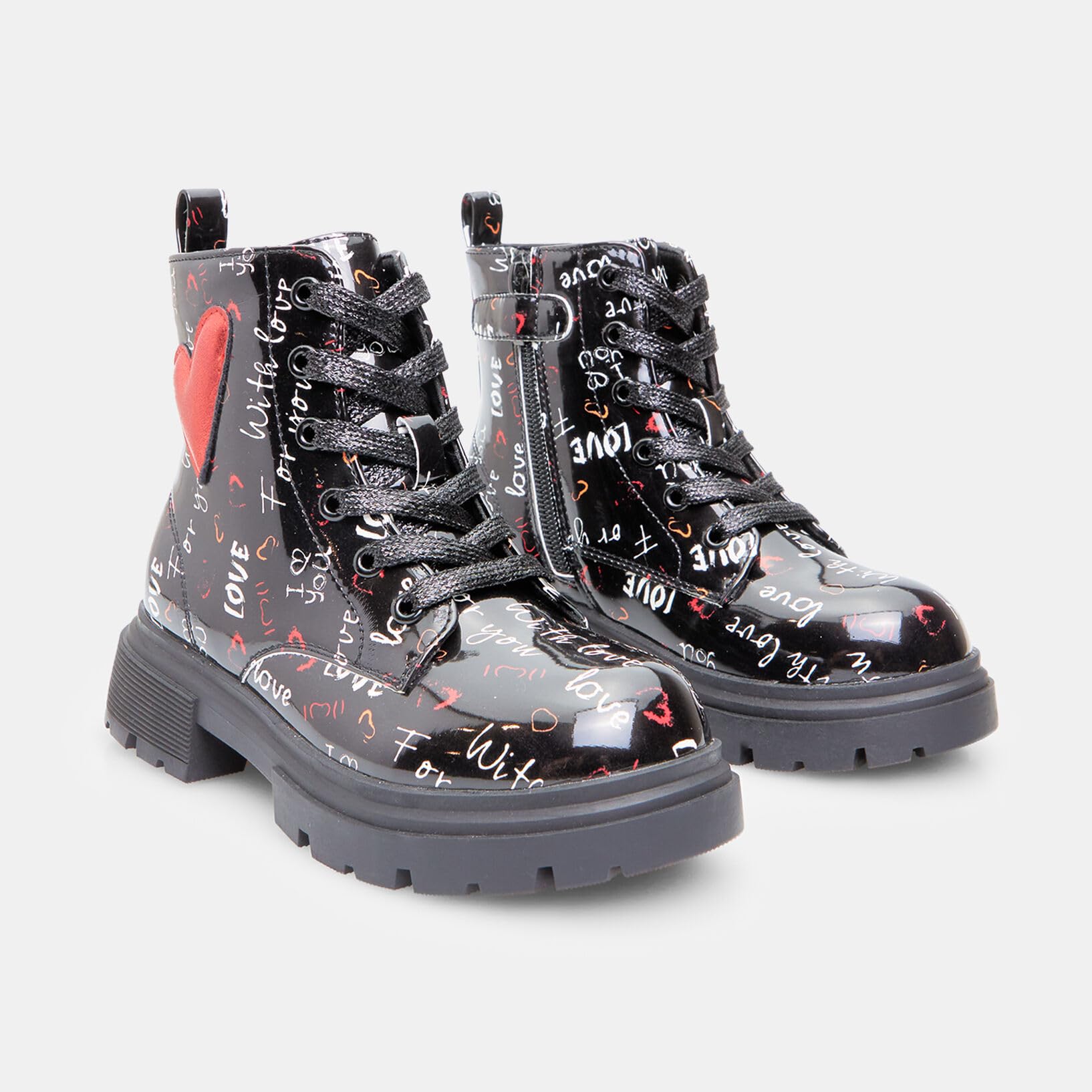 Bata bottine fille coeur lacets zip TPR