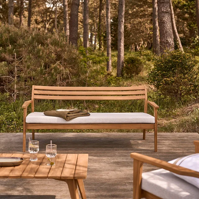 Berah Getah BARI canapé jardin teck 175 cm coussin grège