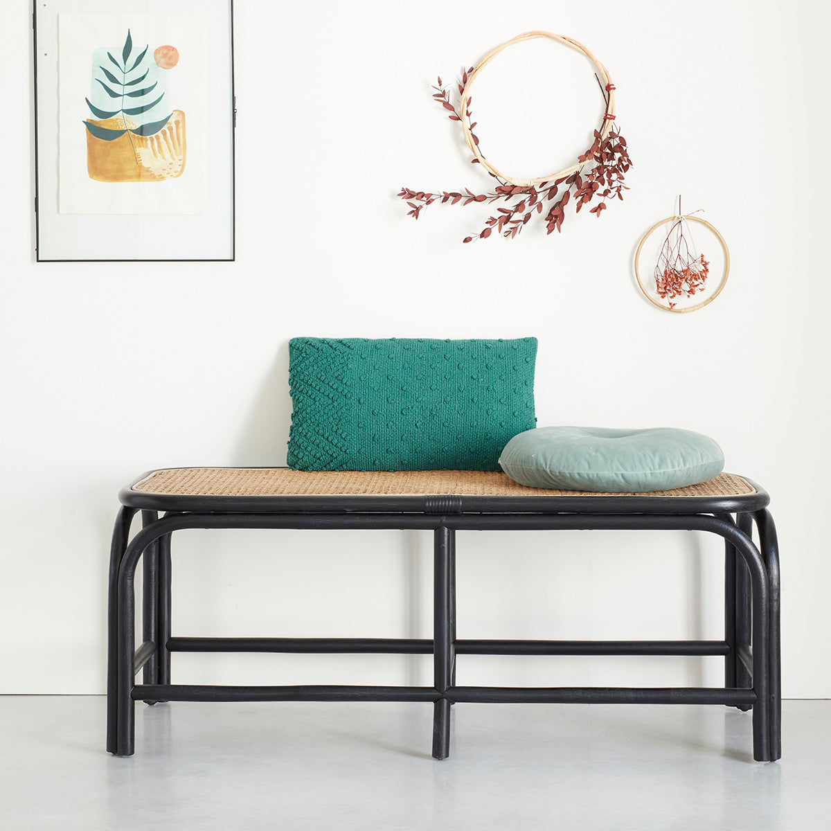 Berah Getah AVA banc rotin cannage 120 cm noir
