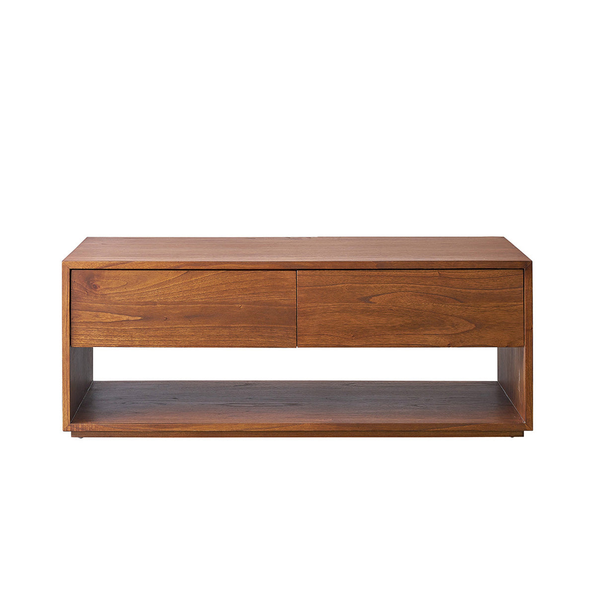 Berah Getah Milo table basse bois 120 cm noyer 2 tiroirs
