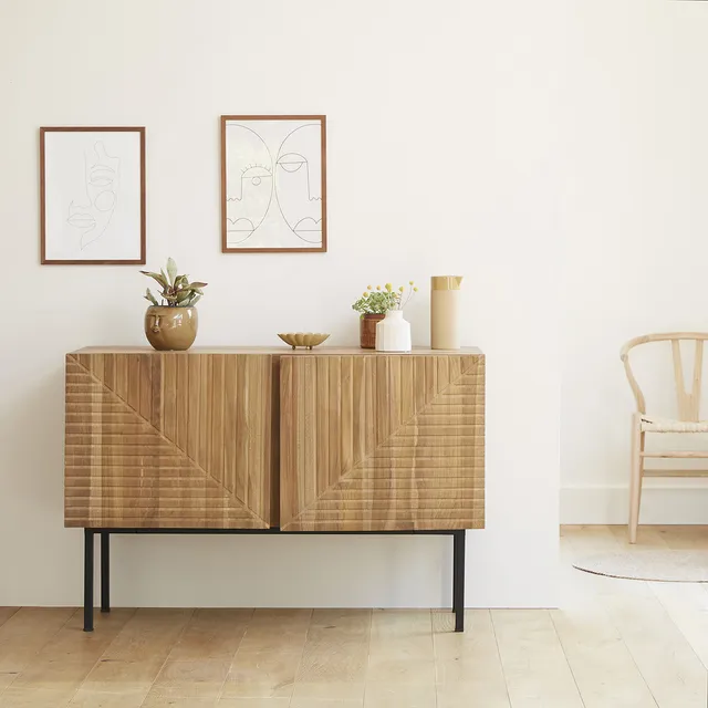 Berah Getah PORTLAND Buffet teck 120 cm rainuré