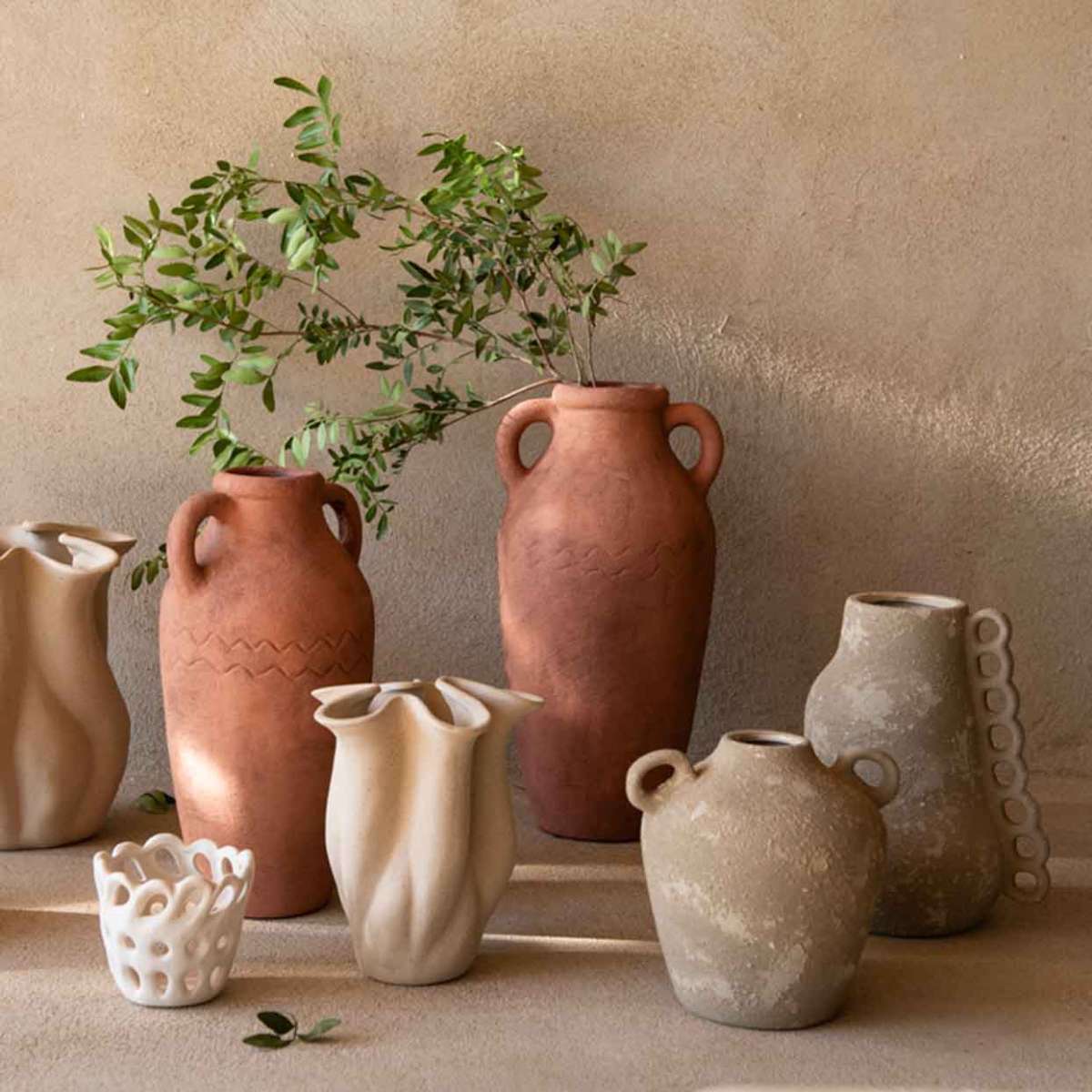 Andrea House Decoración vase céramique marron Atacama 23