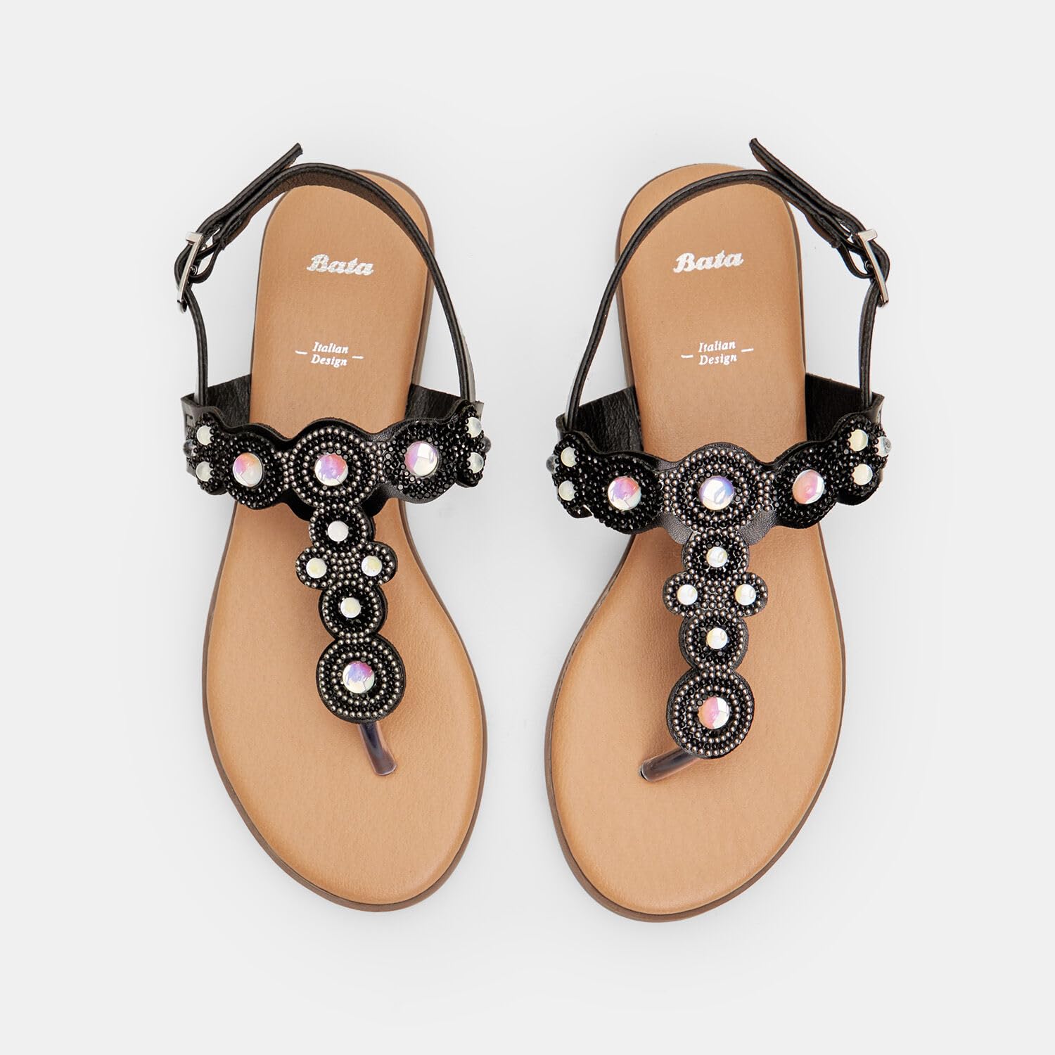 Bata Sandales Femme Bijoux plates élégantes