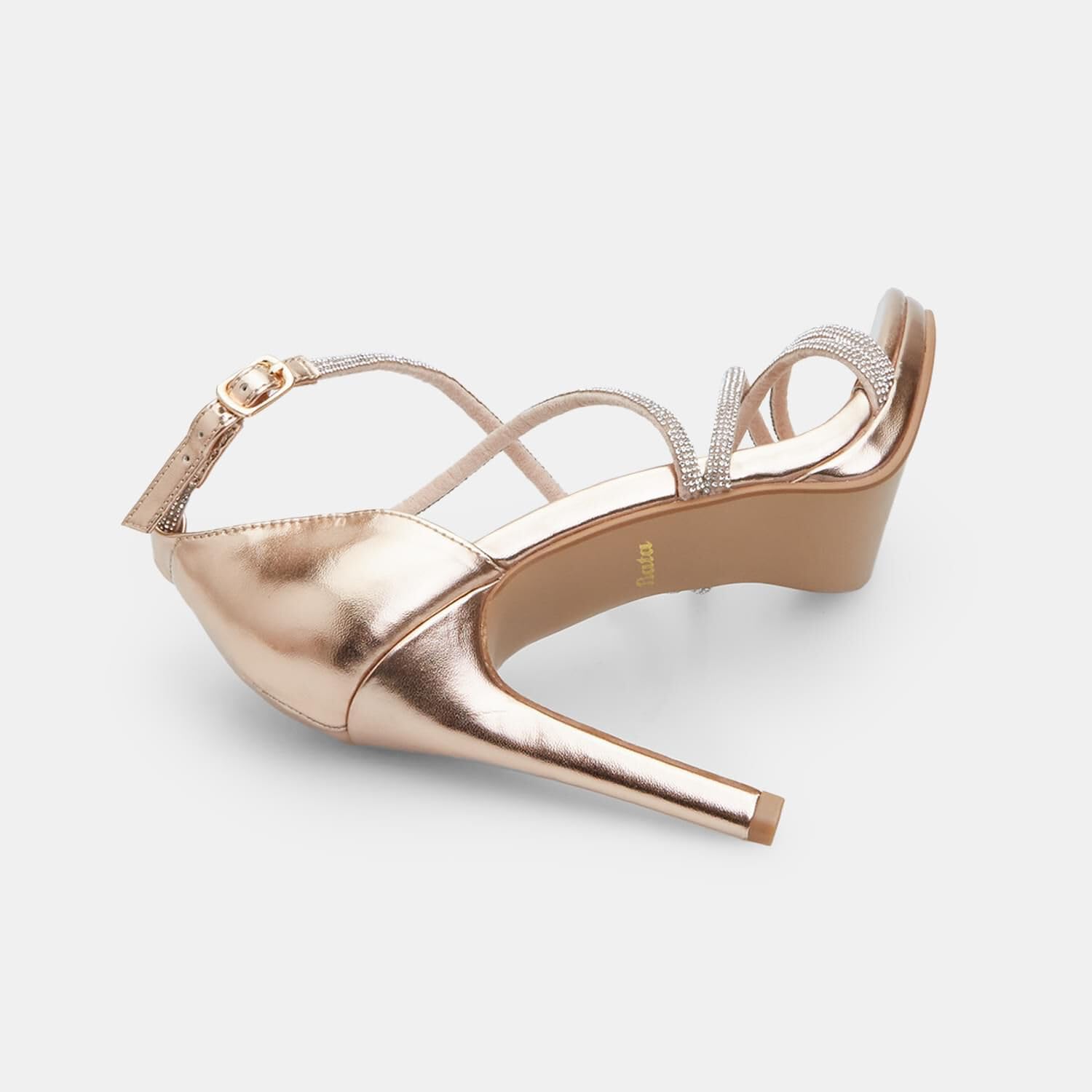 Bata Sandales dorées talon 11 cm strass