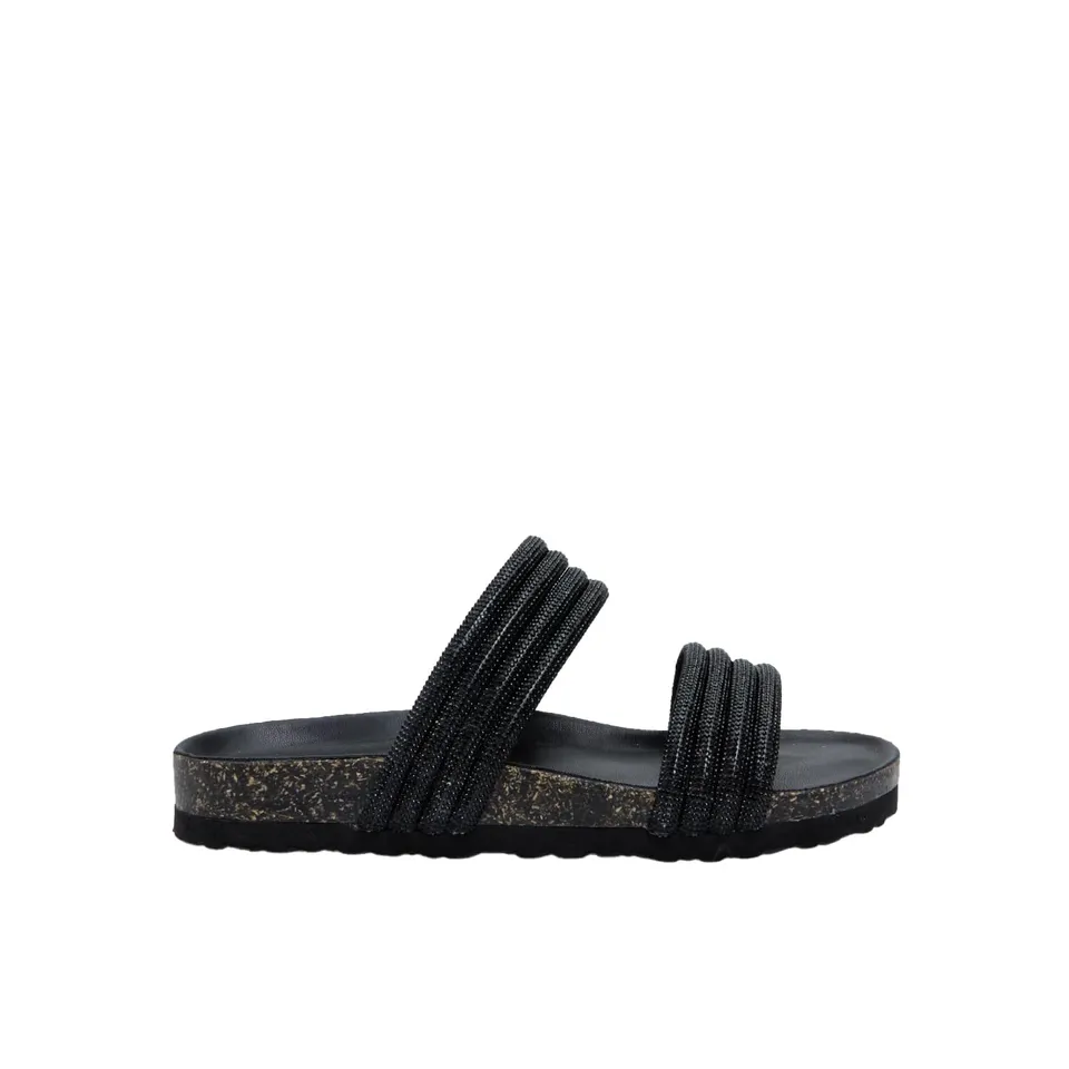Bata Sandales Mules femme double bande plates