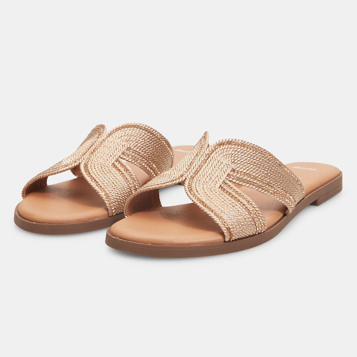Bata Sandales Femme Mules Tressées Strass Été Chic