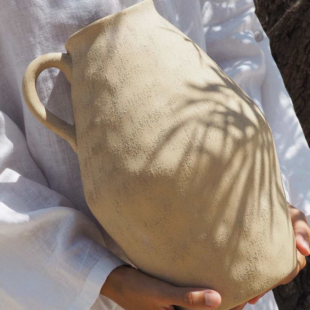 Andrea House Masaka vase grès beige 30 cm