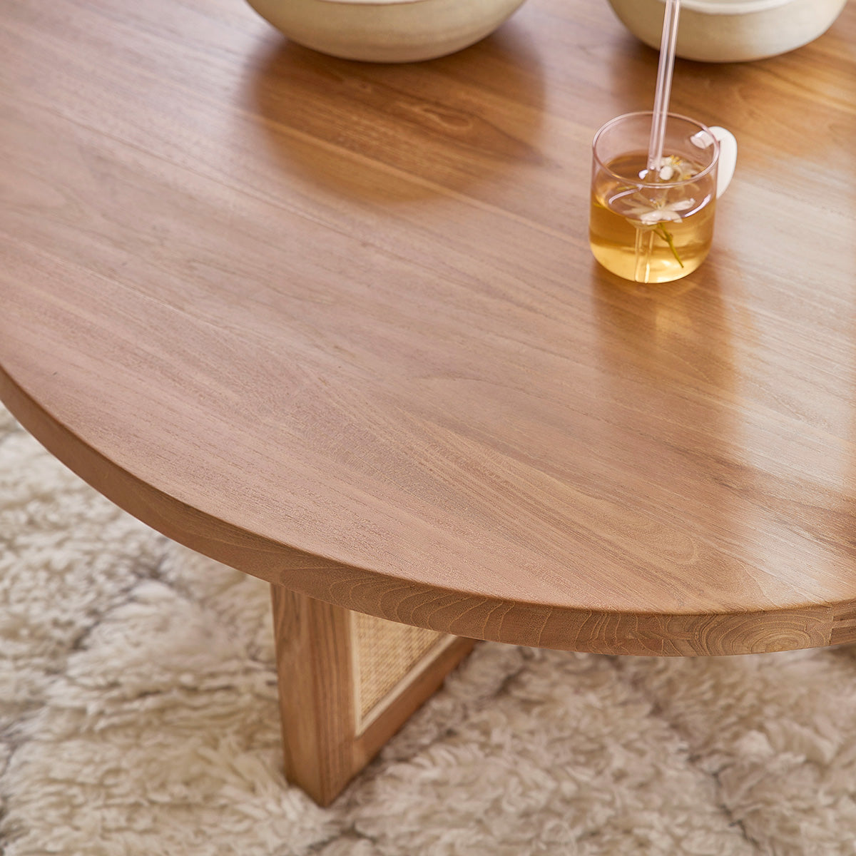 Berah Getah MARCEAU table basse teck Ø 100 cm cannage