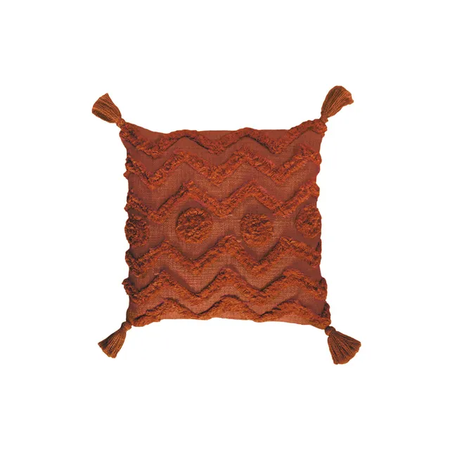 Andrea House coussin coton rouge boho 45x45