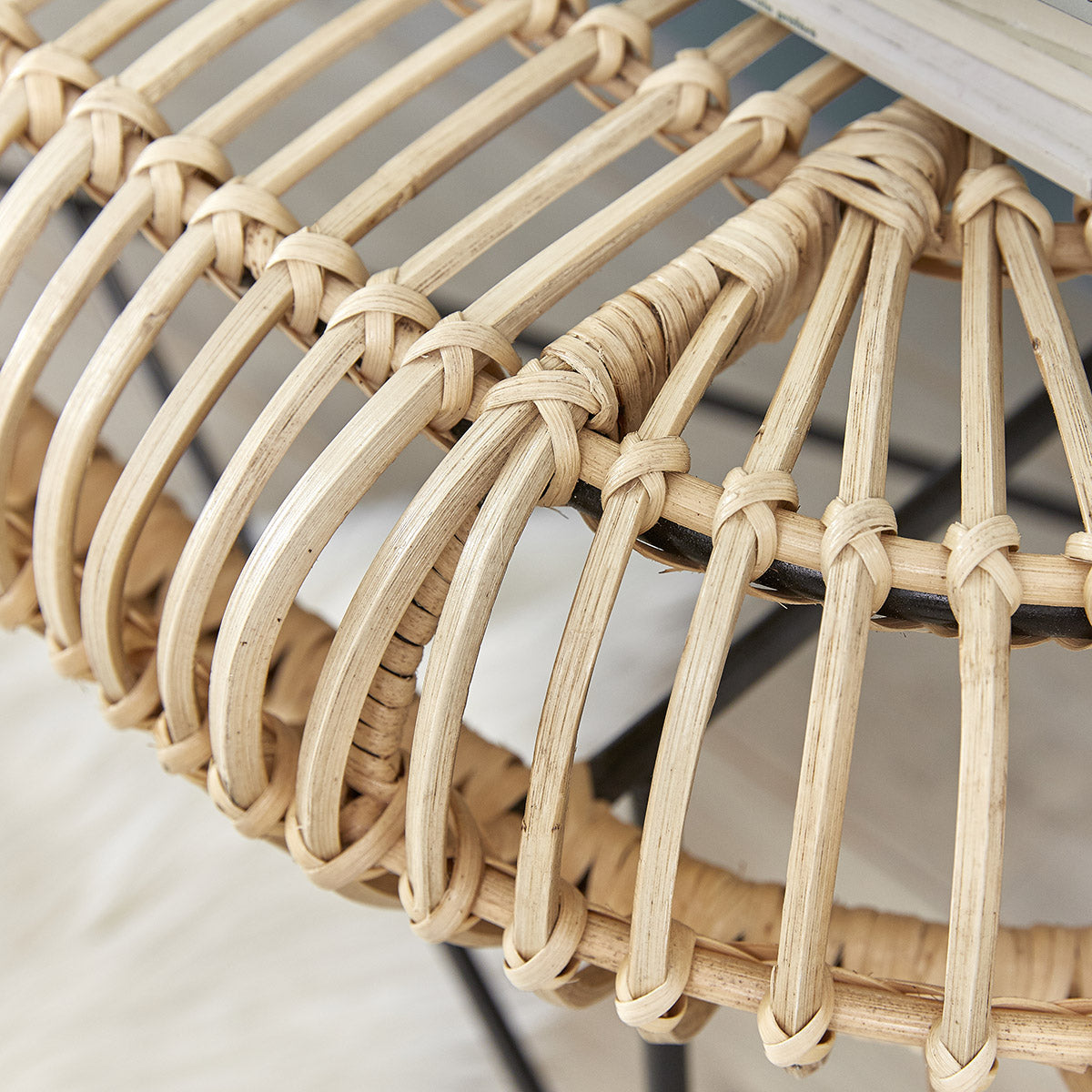 Berah Getah Bohema banc rotin et métal banquette entrée