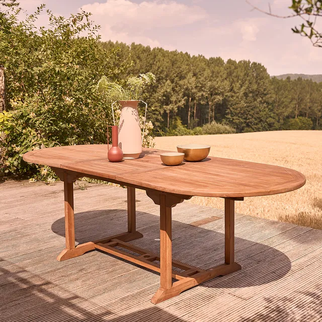 Berah Getah Jardin table jardin teck huilé ovale 8/10 pers Bali