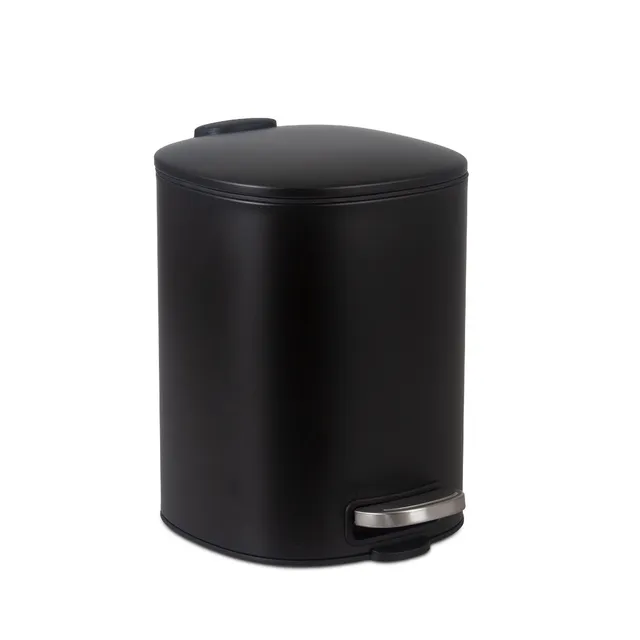 Andrea House Baño poubelle pédale métal noir 5L