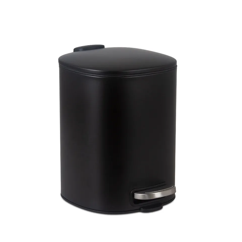 Andrea House Baño poubelle pédale métal noir 5L