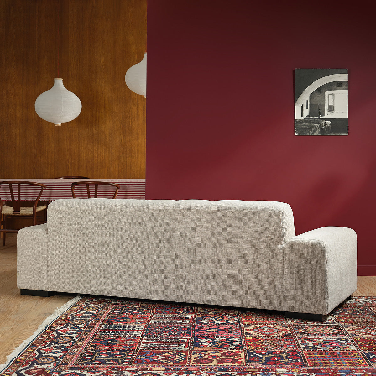 Berah Getah Alphonse canapé tissu 4 places beige chiné