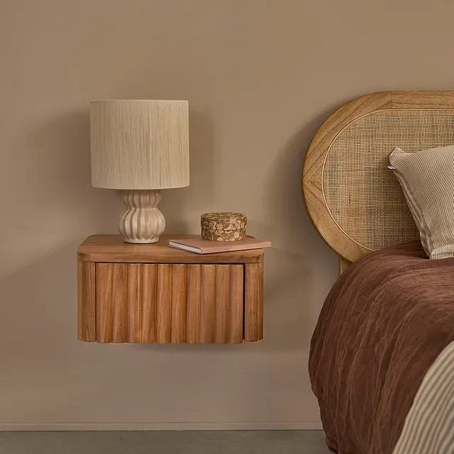 Berah Getah Chambre Belize Chevet suspendue teck 45 cm