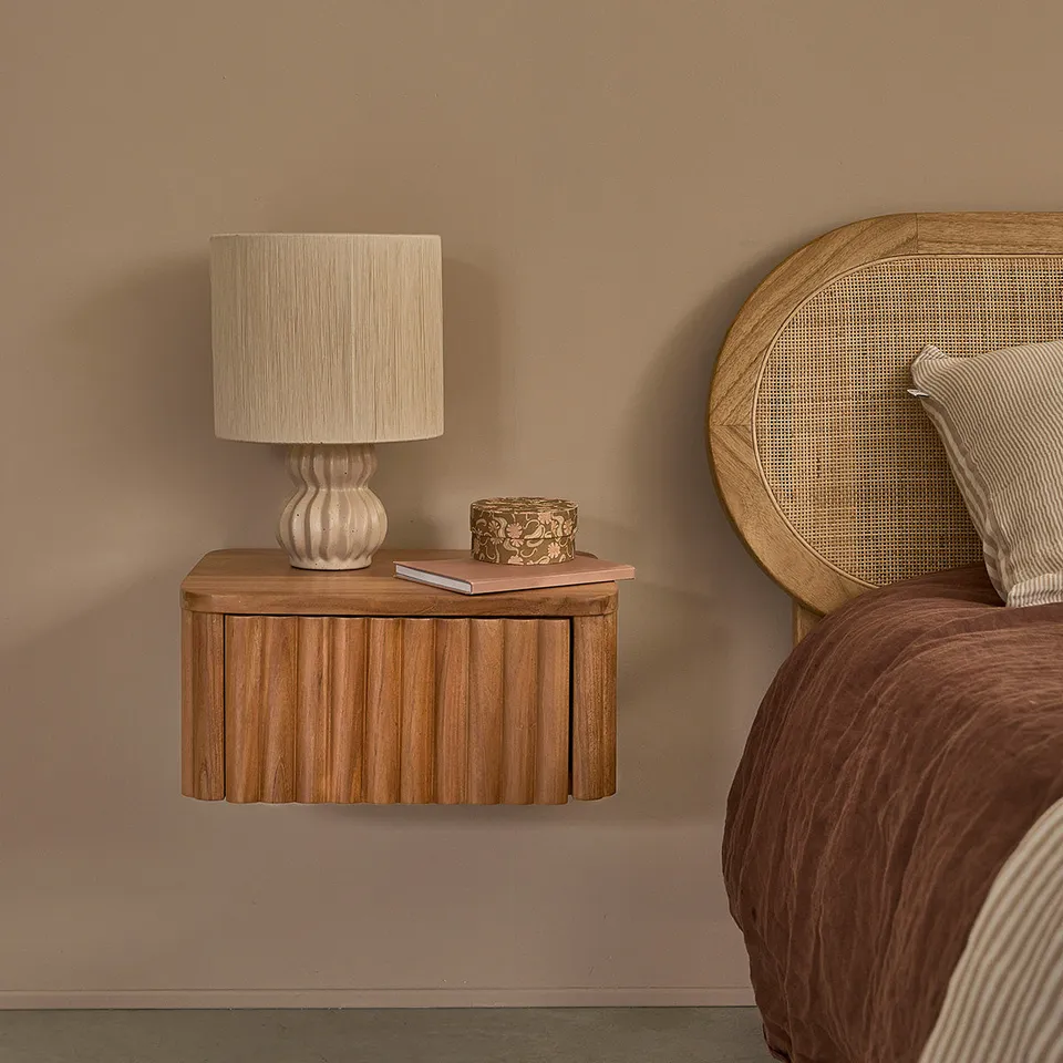Berah Getah Chambre Belize Chevet suspendue teck 45 cm