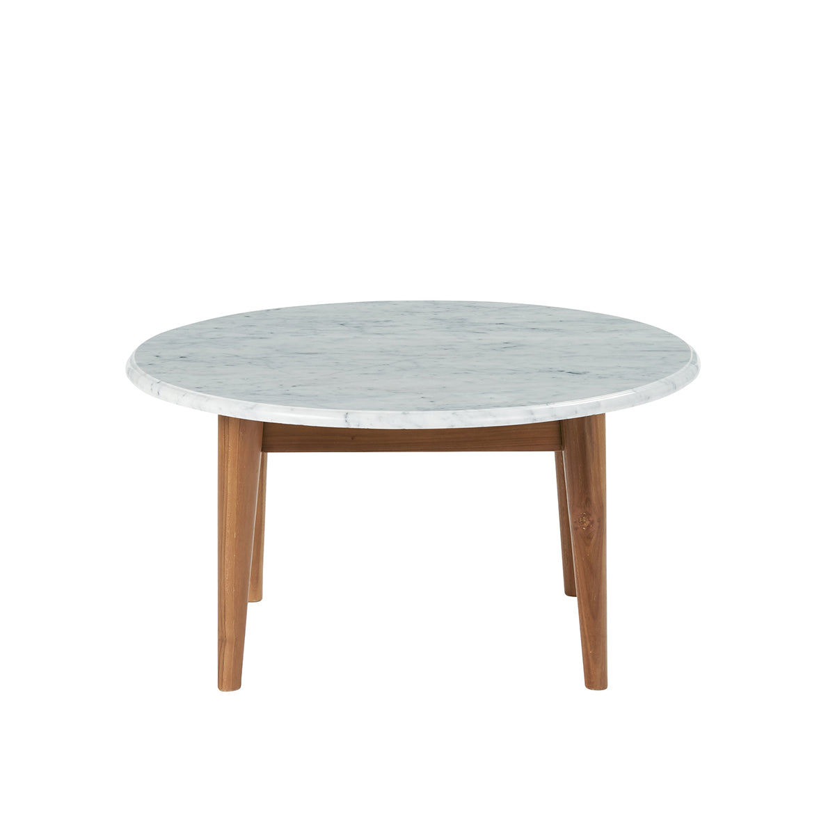 Berah Getah Salon table basse marbre et teck Ø 70 cm ronde
