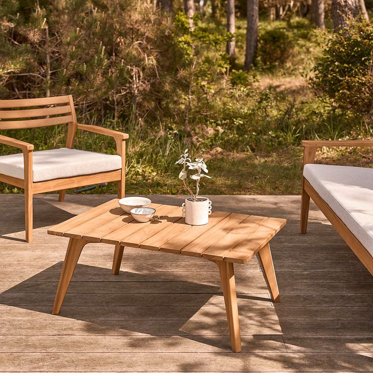 Berah Getah BARI table basse jardin teck massif lattes