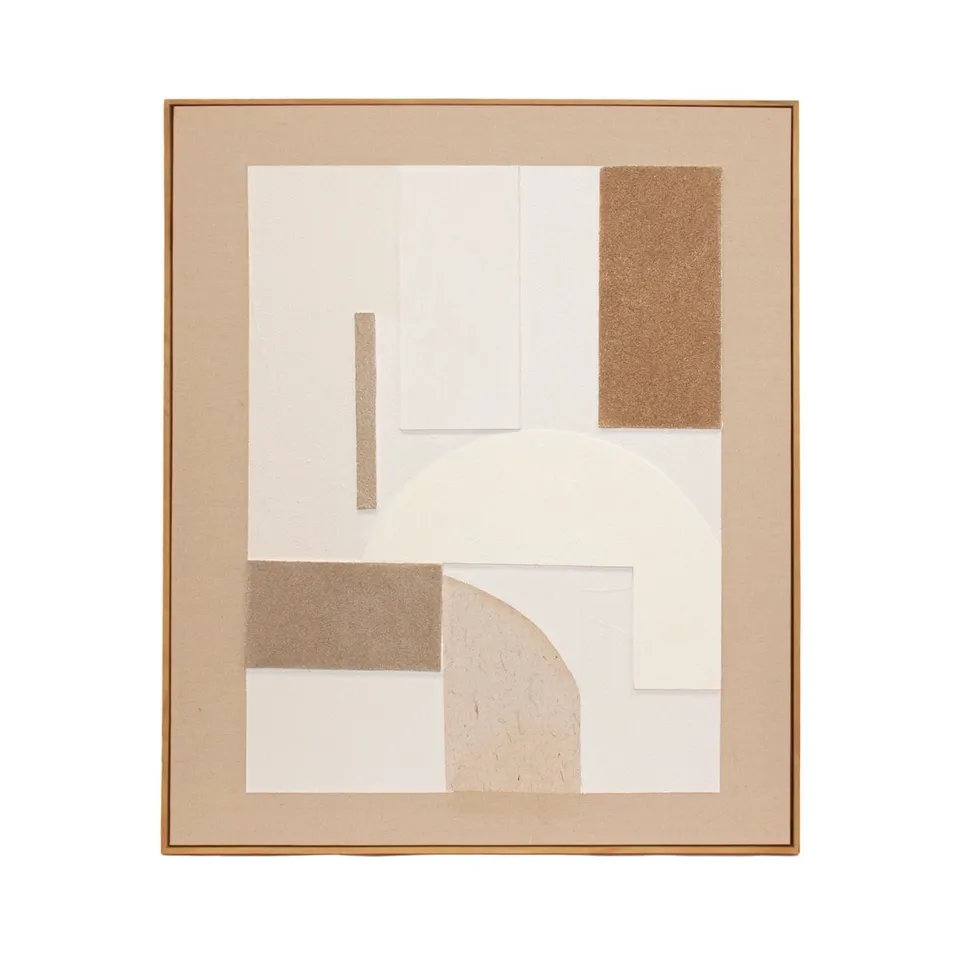 Andrea House Kediri tableau abstrait beige 80x100 cm