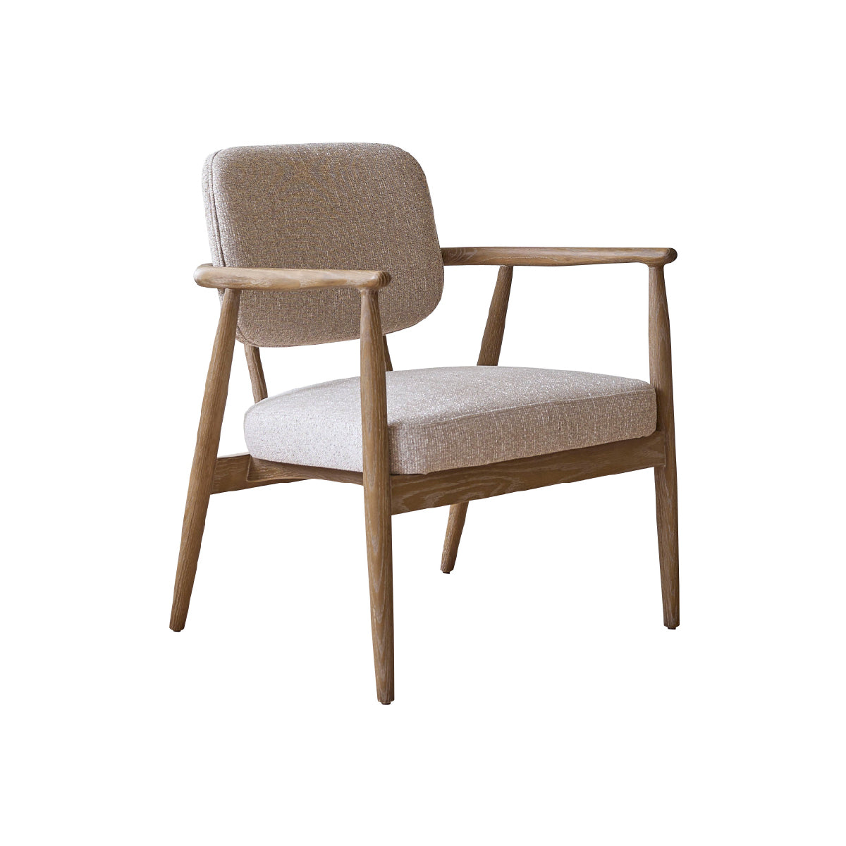 Berah Getah Salon fauteuil chêne tissu beige chiné
