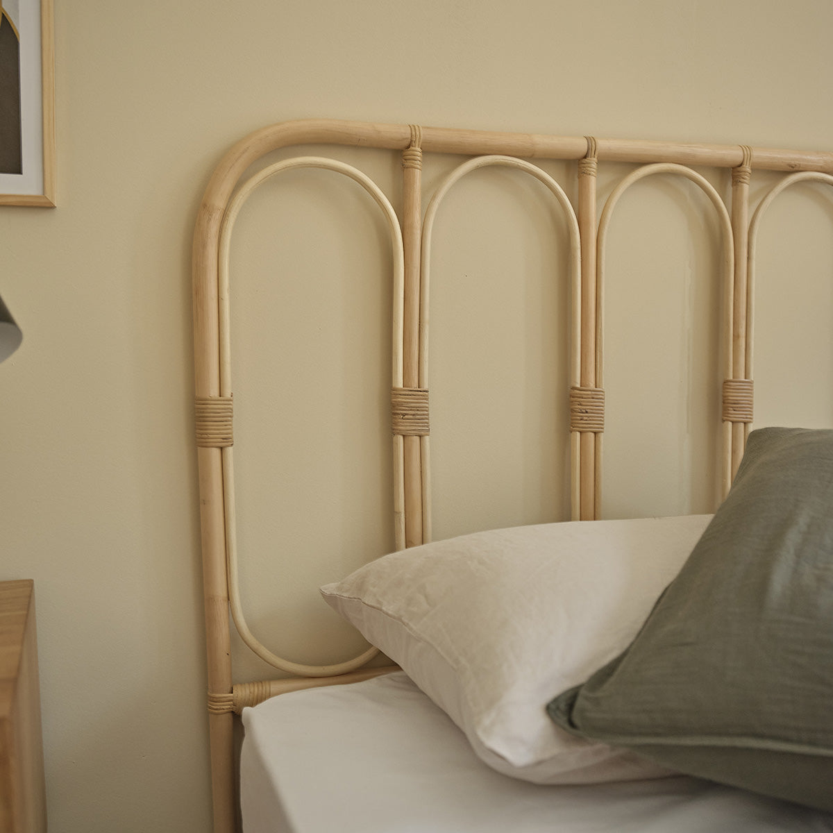 Berah Getah Boho tête de lit rotin 160 cm vintage