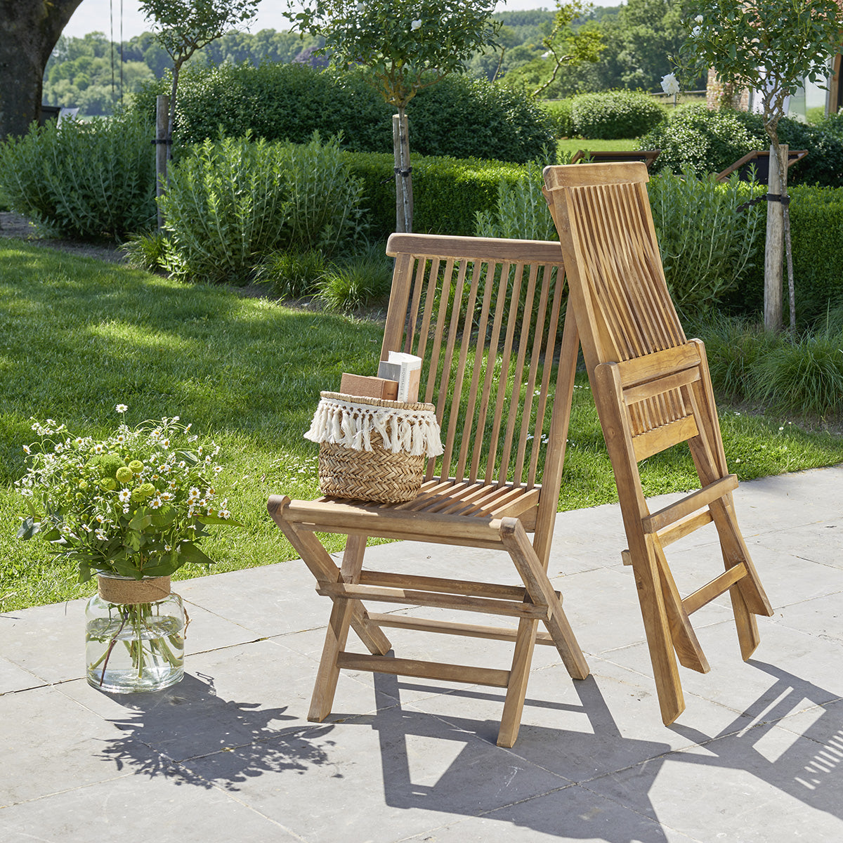 Berah Getah Bali chaise jardin teck huilé pliante