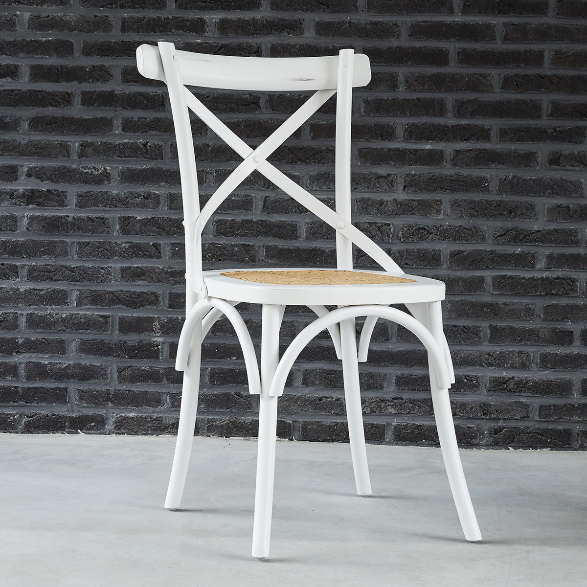 Berah Getah Londres chaise bistrot acajou rotin blanche
