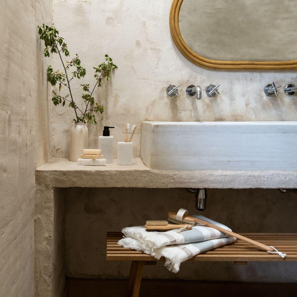 Andrea House Baño distributeur savon marbre blanc