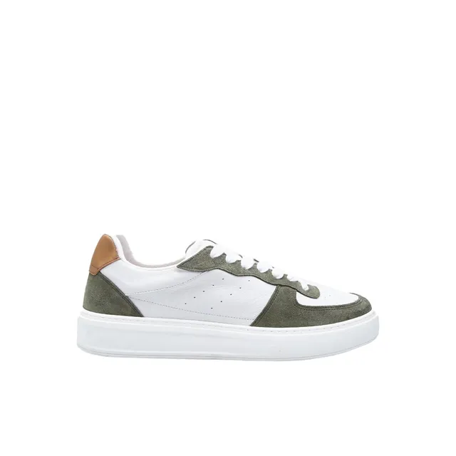 Bata Sneakers cuir homme blanc vert