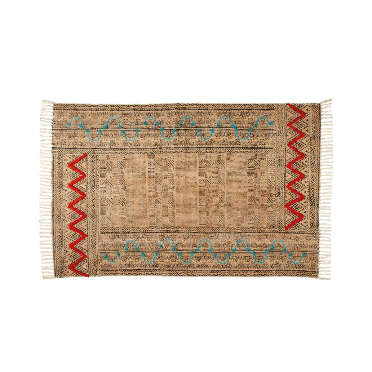Andrea House Textil tapis salon beige coton ethnique
