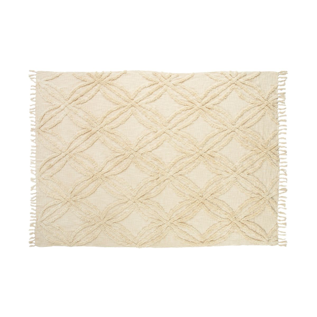Andrea House Textil plaid coton beige 130x170 cm lit