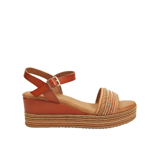 Bata Sandales femme compensées 6 cm corde strass