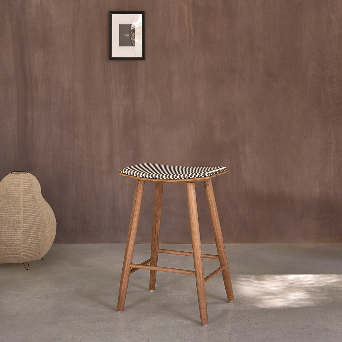 Berah Getah AMBRE Tabouret de bar teck 65 cm rayé