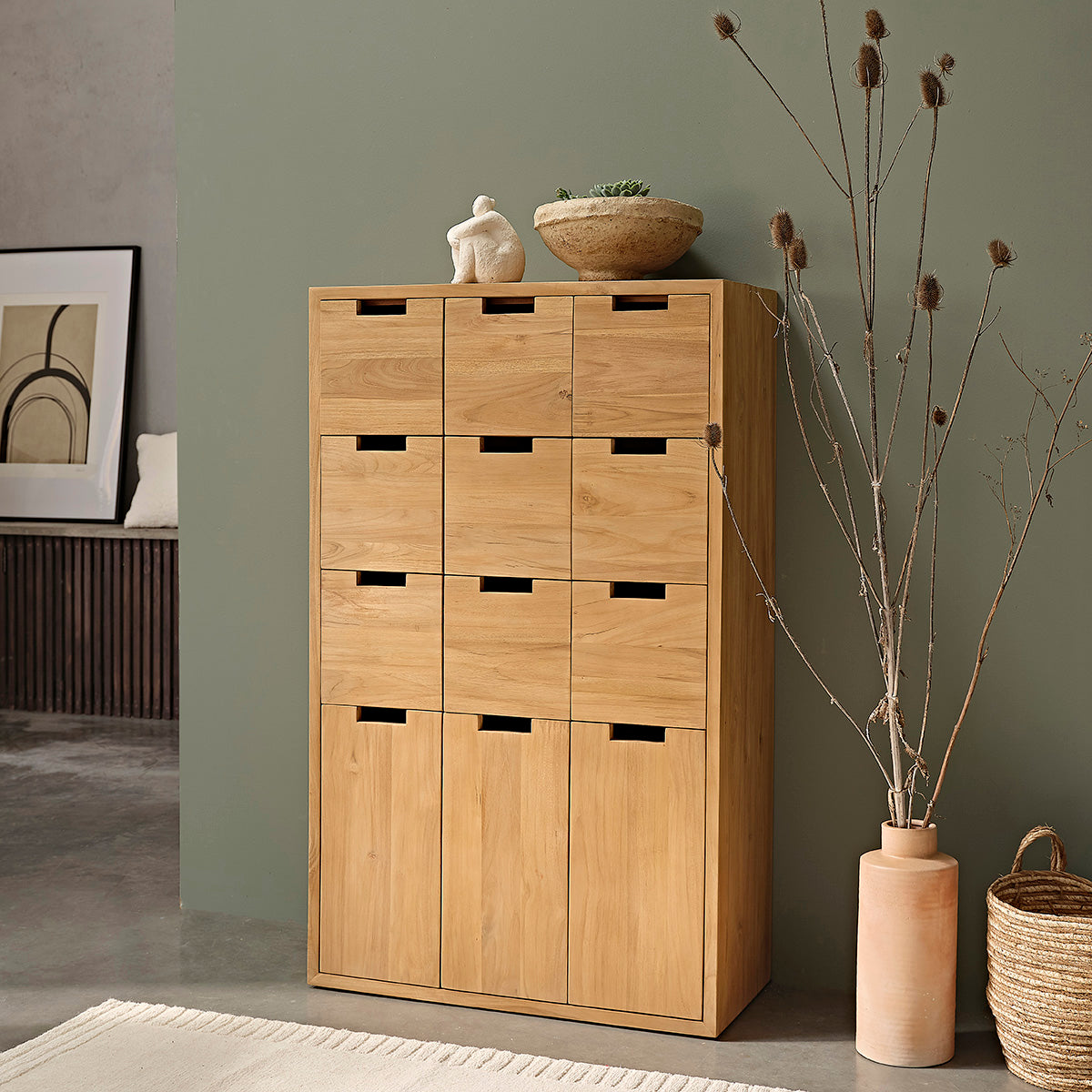 Berah Getah Aldo armoire d'entrée 80 cm en teck massif