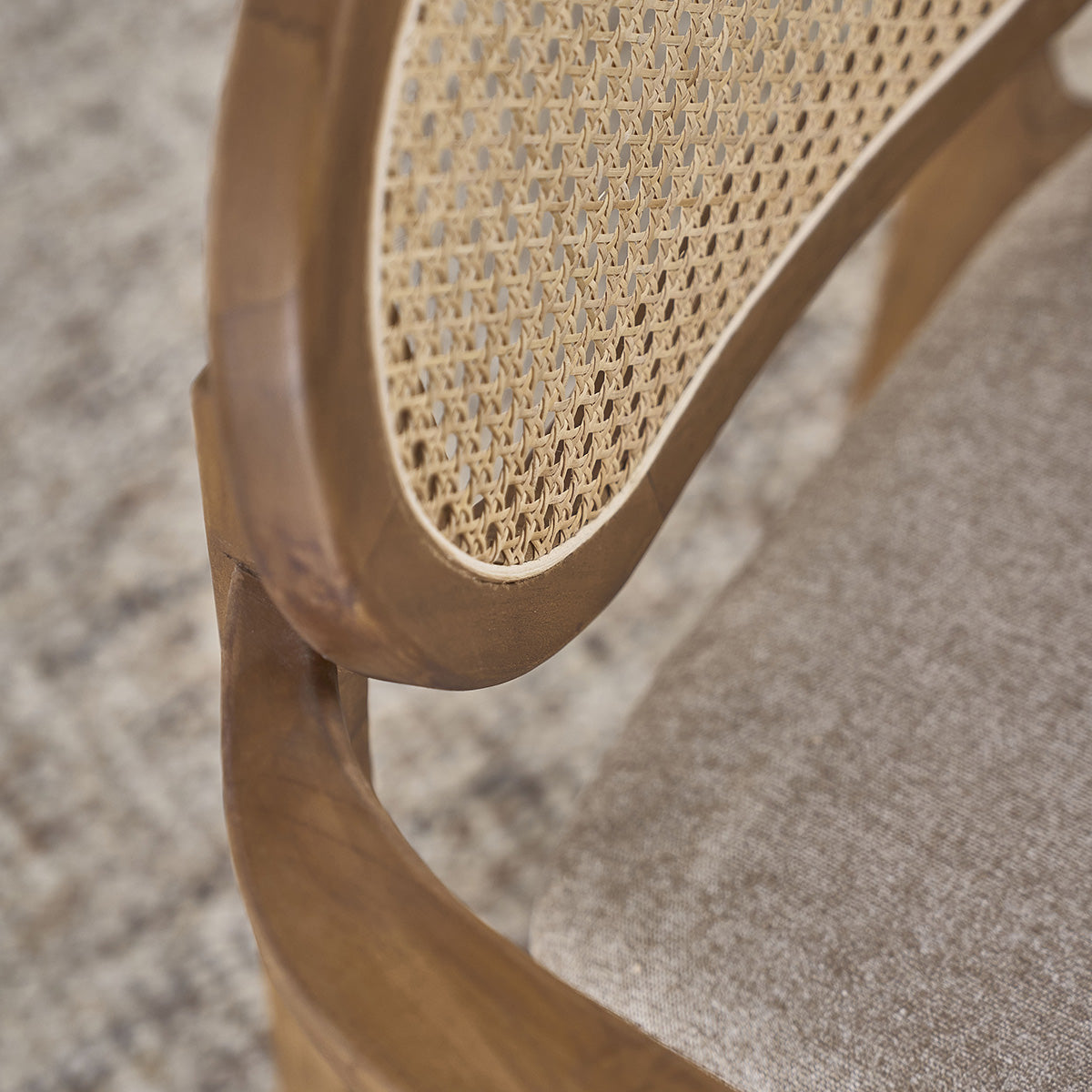 Berah Getah Sabi fauteuil teck cannage velours grège