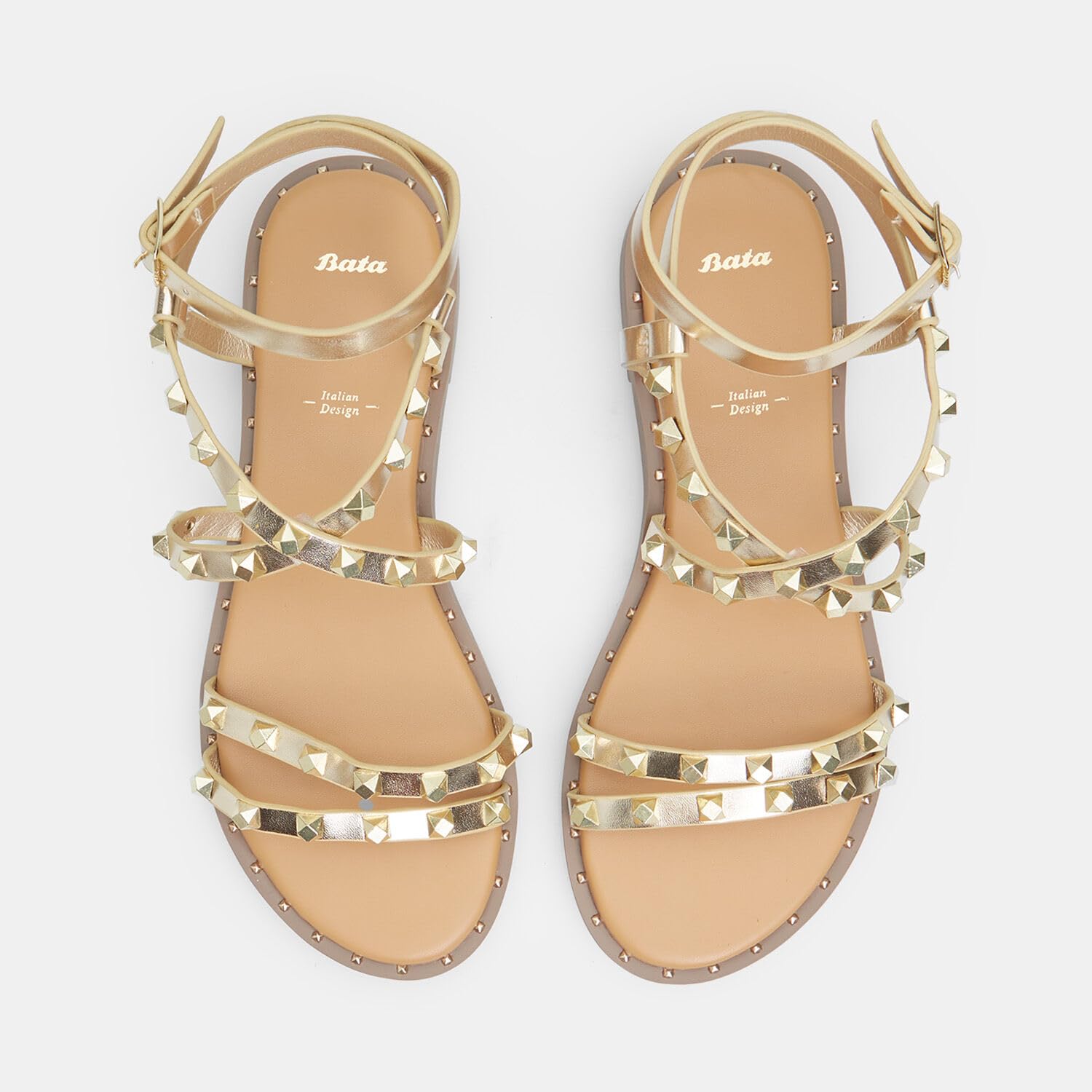 Bata Sandales Femme avec Studs Plates Été
