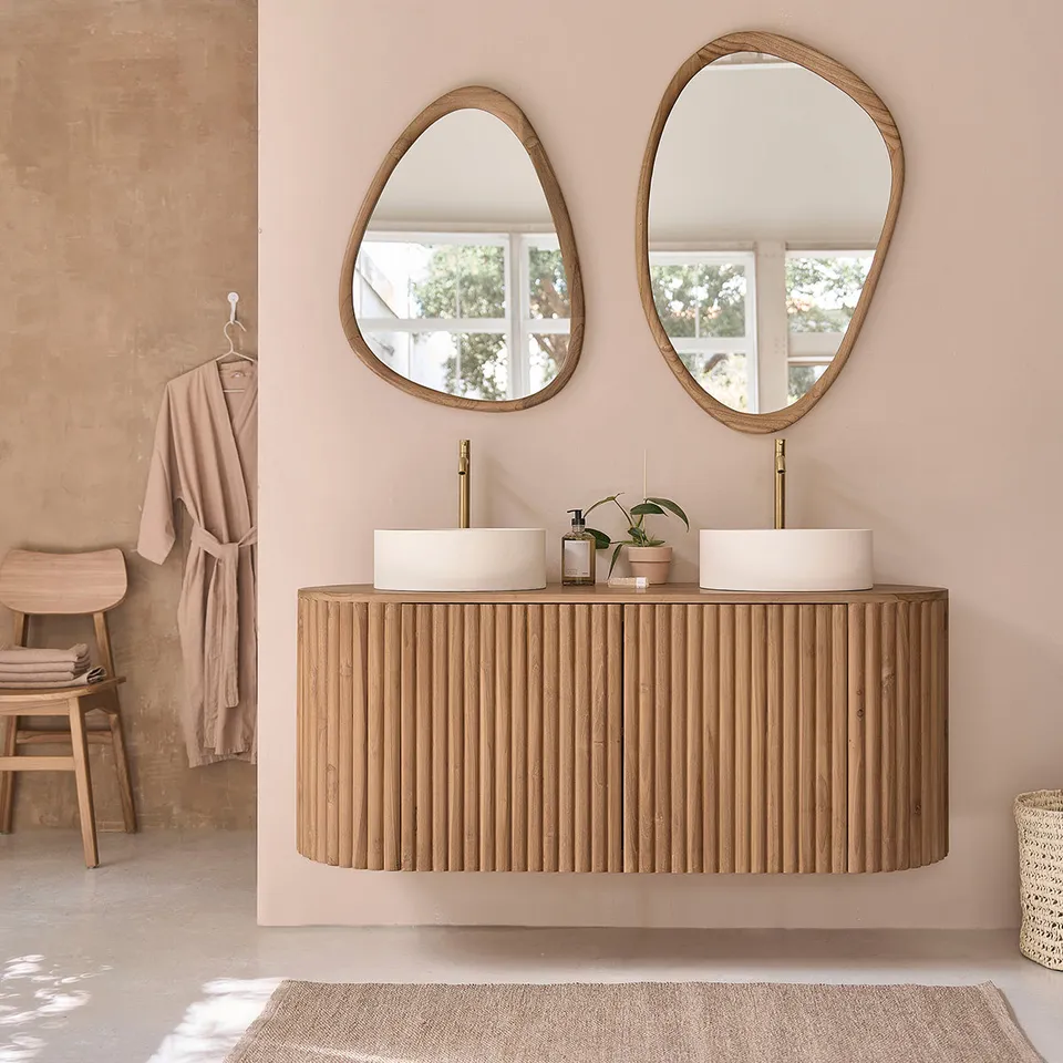 Berah Getah Belize meuble salle de bain teck 140 cm suspendu