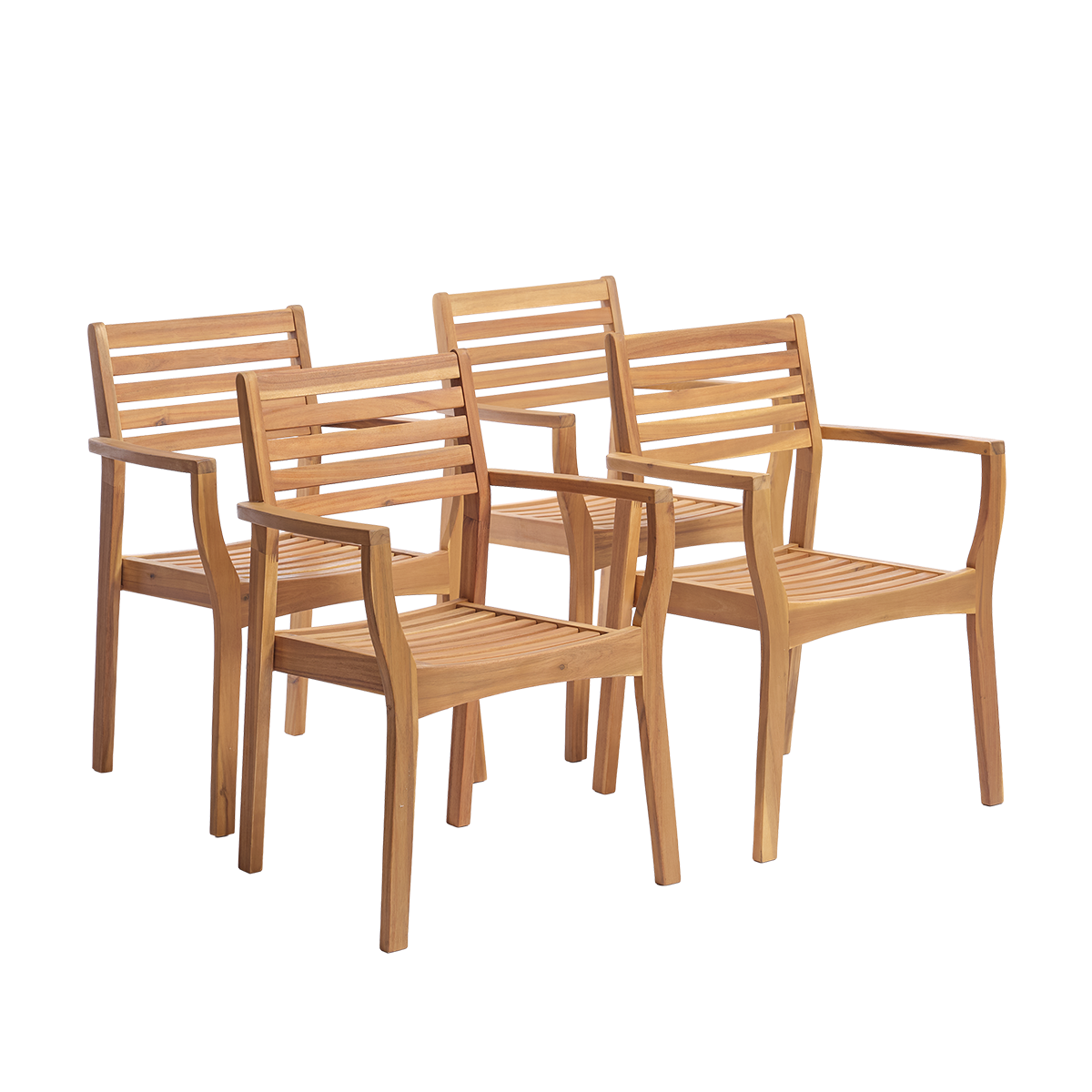 Berah Getah MILOS Fauteuil jardin acacia lot de 4 huilé