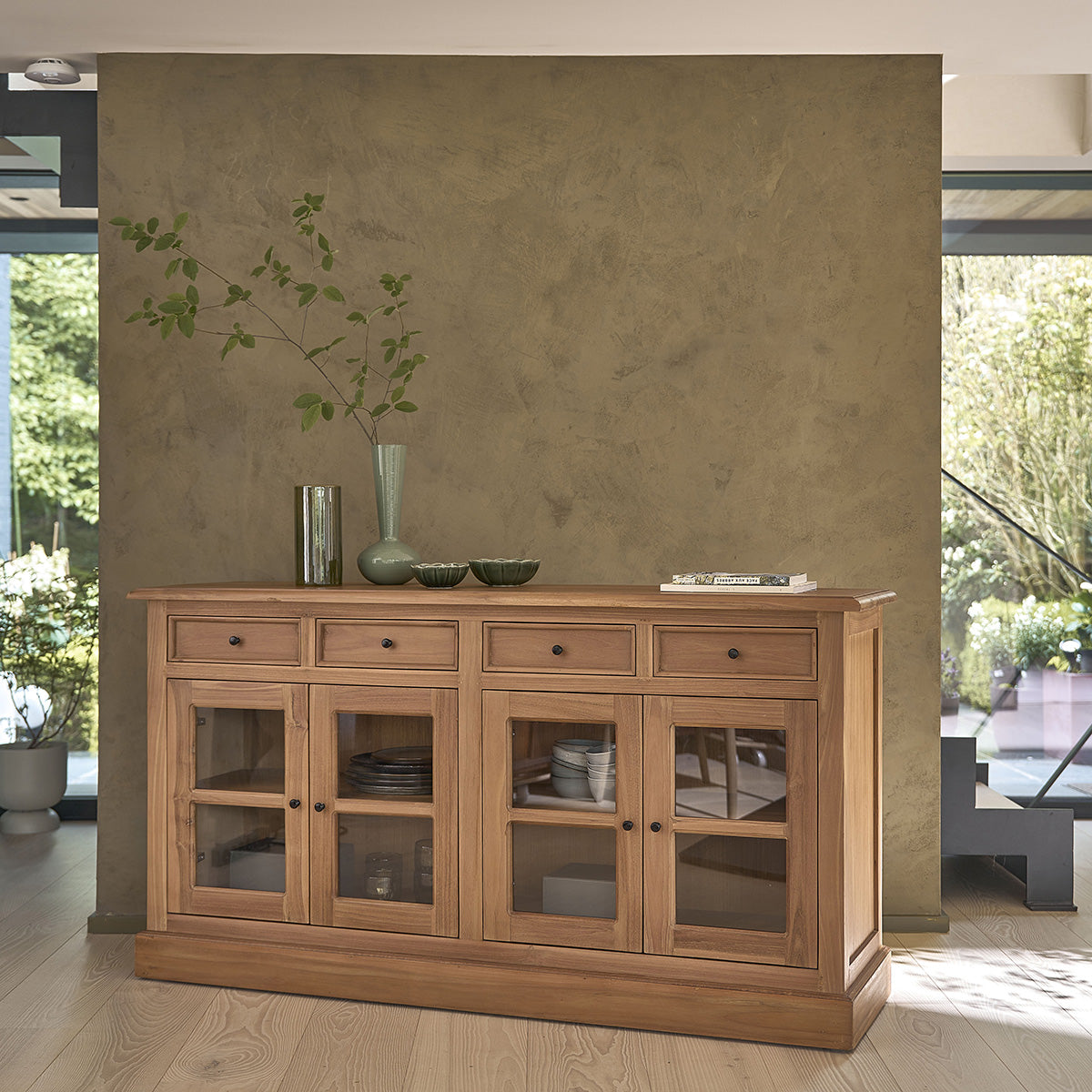 Berah Getah Domaine buffet teck 160 cm portes vitrées