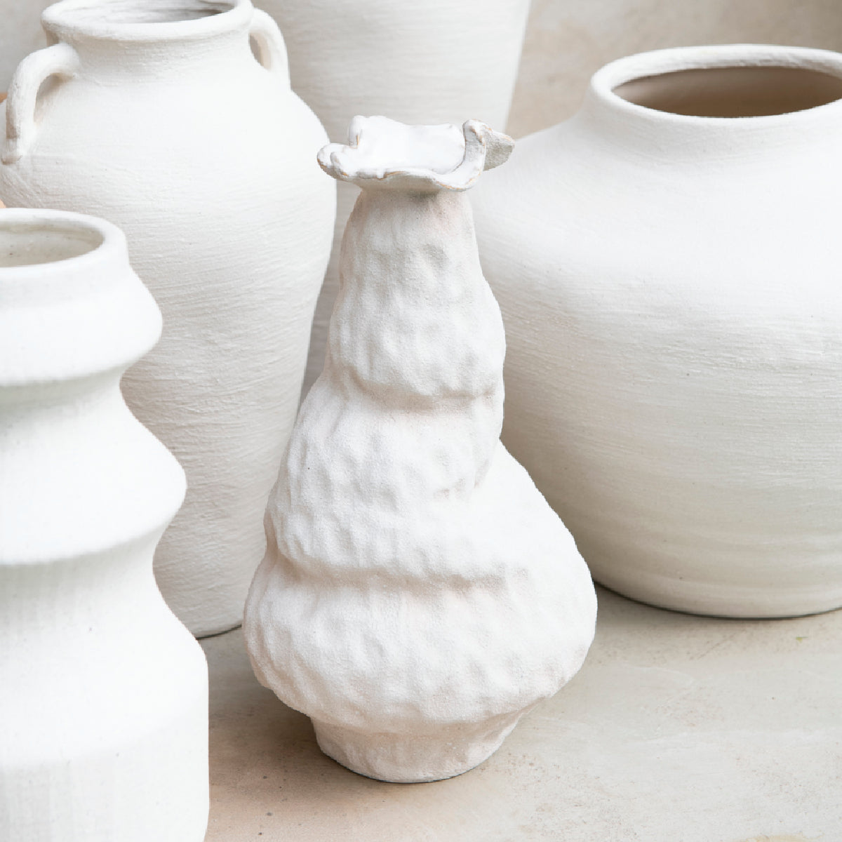 Andrea House Santorini vase céramique blanc